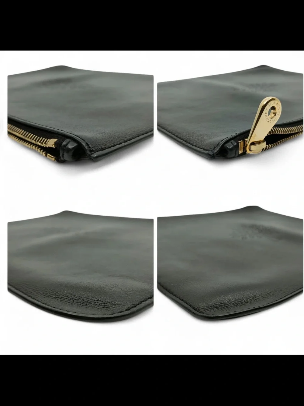 Mulberry Black Leather Toiletry Pouch with Perforated Tree Motif